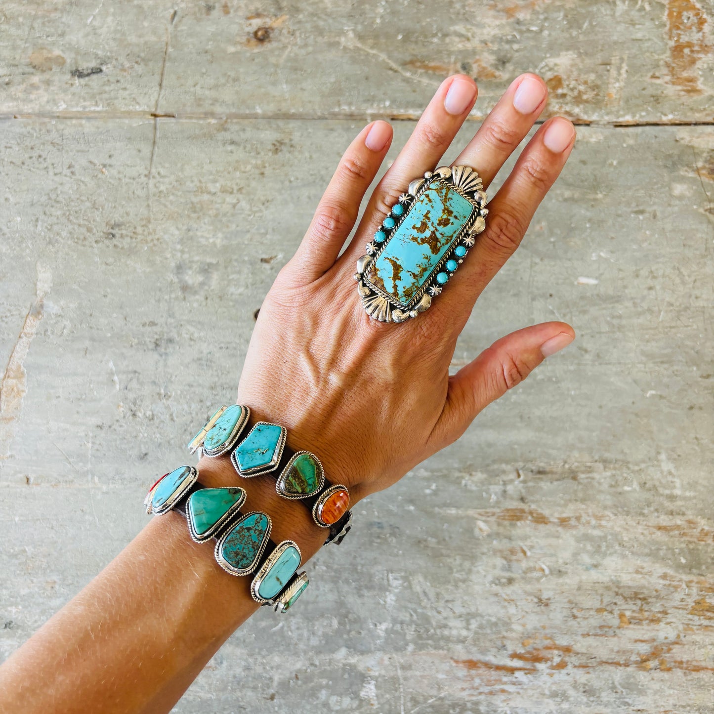 Navajo Geraldine James Sterling Silver & Multi Turquoise Ring