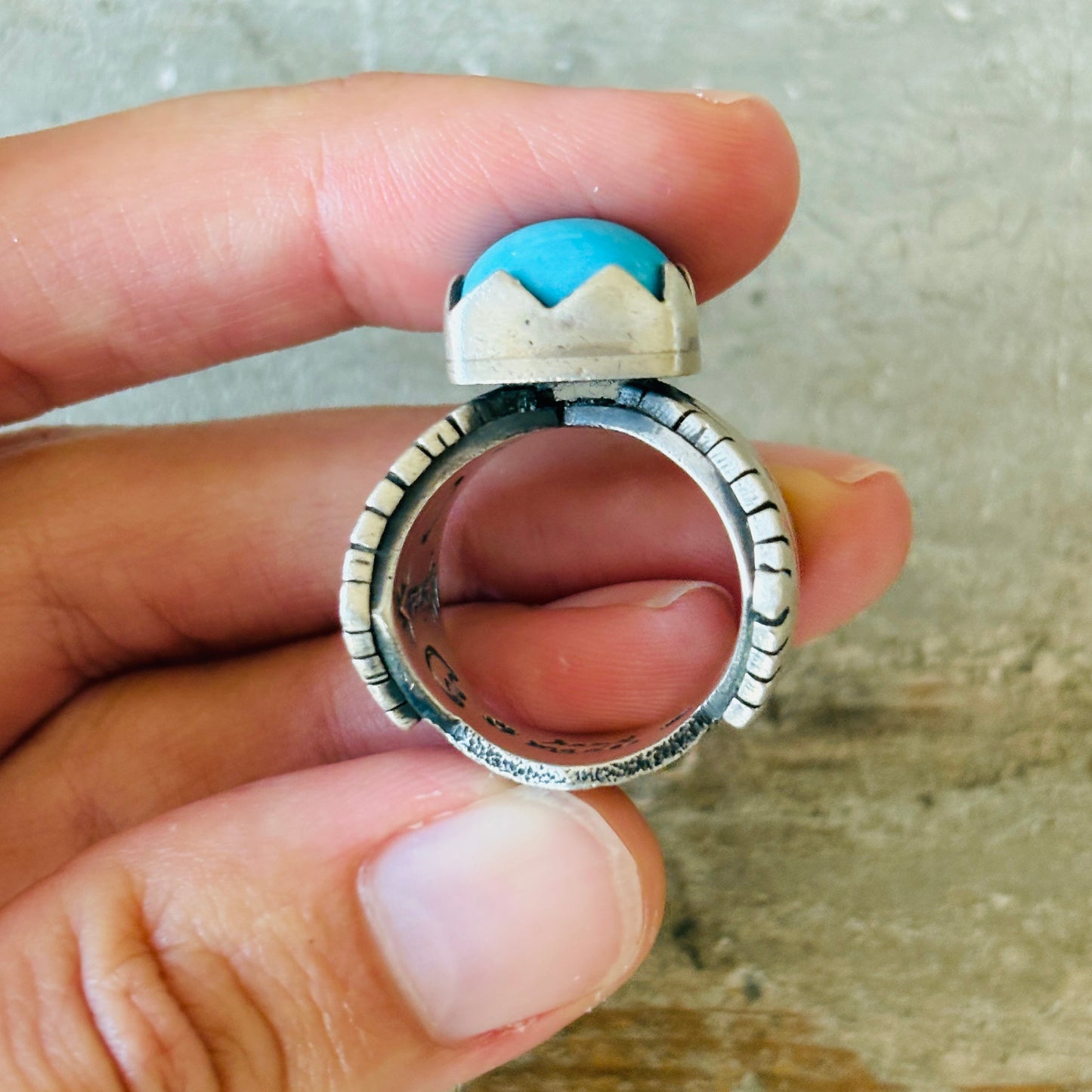 Navajo Derek Marks Sterling Silver & Sleeping Beauty Turquoise Ring
