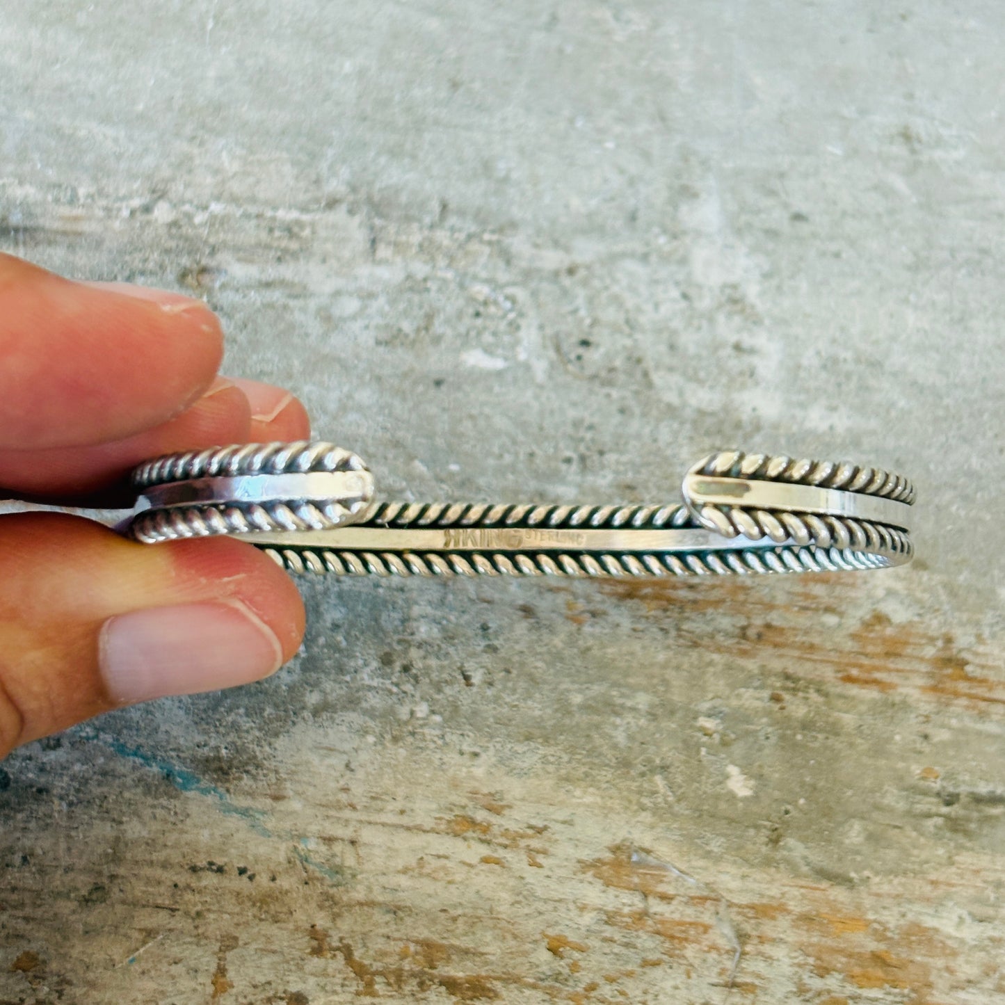 Navajo James King Sterling Silver & Turquoise Stacker Cuff