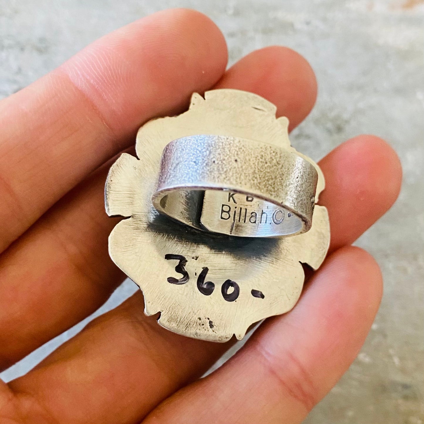 Navajo Kindale Billah Sterling Silver & Orange Spiny Oyster Ring