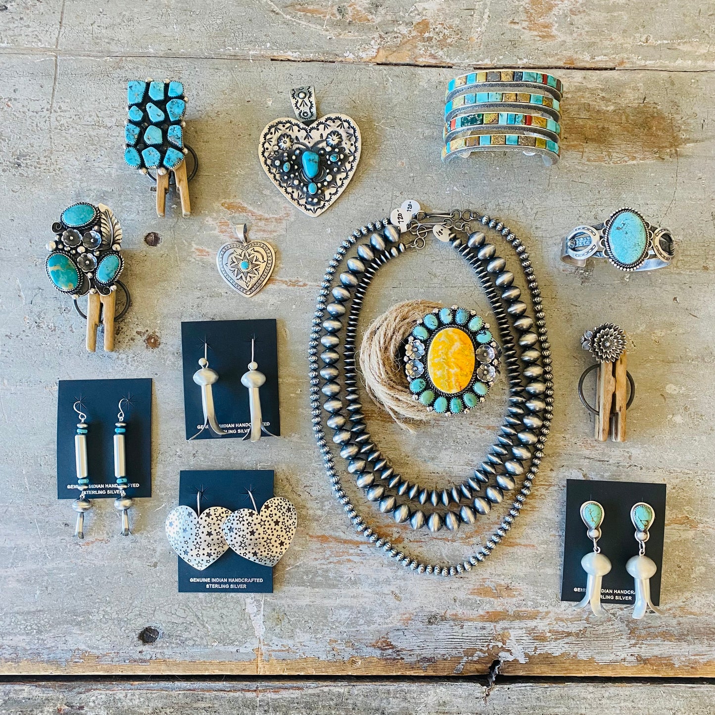 Navajo Tonisha Haley Sterling Silver & Turquoise Blossom Earrings