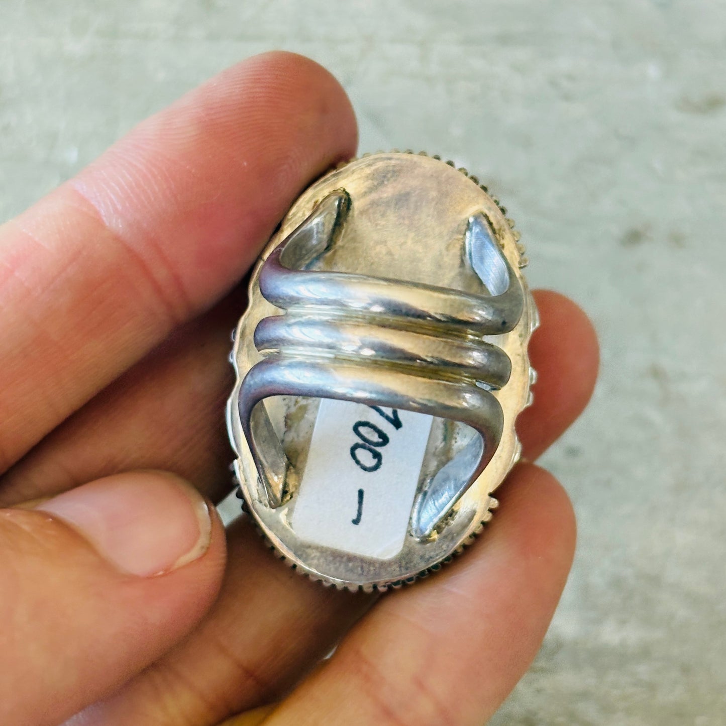 Navajo Floyd Parkhurst Sterling Silver & Lone Mountain Turquoise Ring