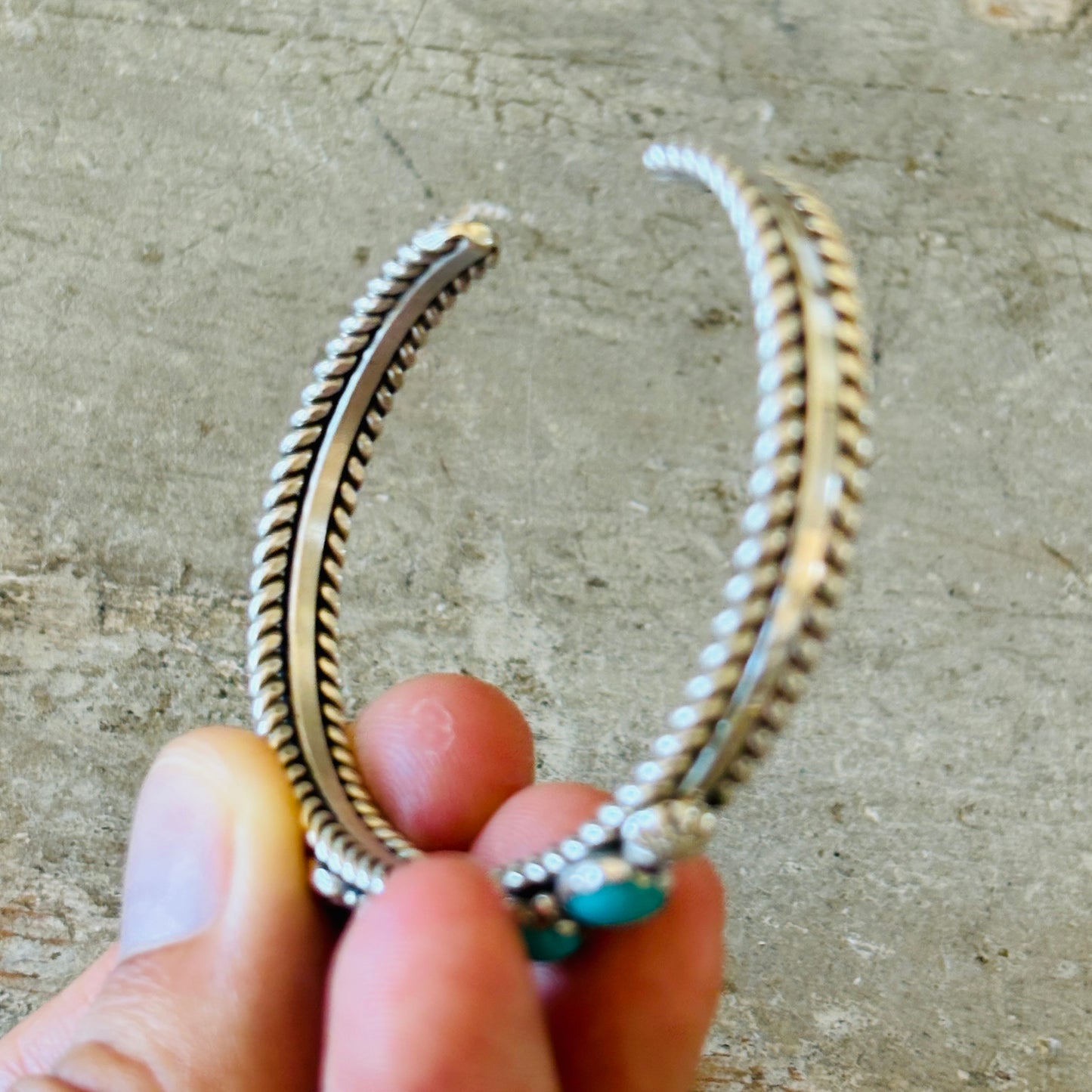 Navajo James King Sterling Silver & Turquoise Stacker Cuff