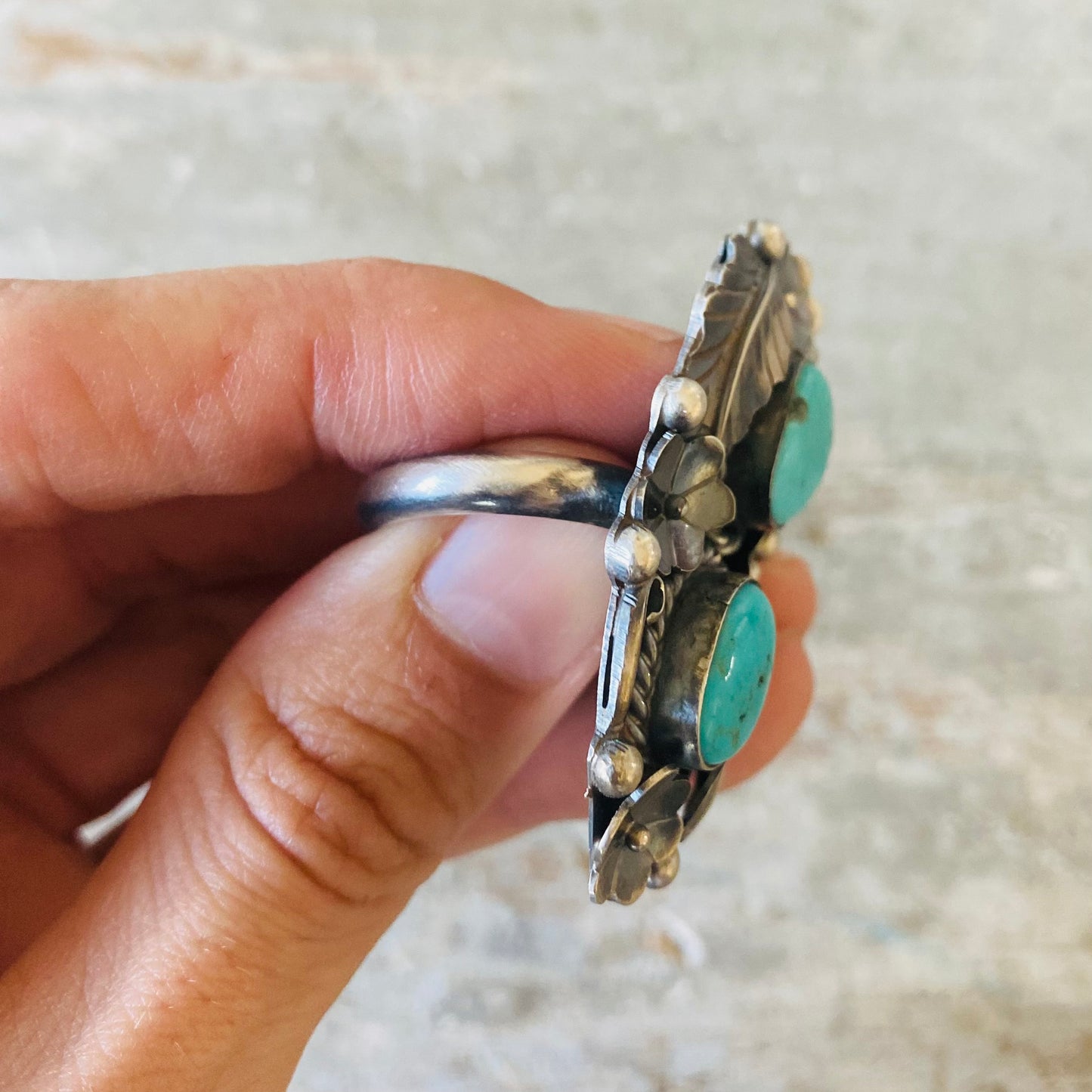 Navajo Wilson Dawes Sterling Silver & Turquoise Ring