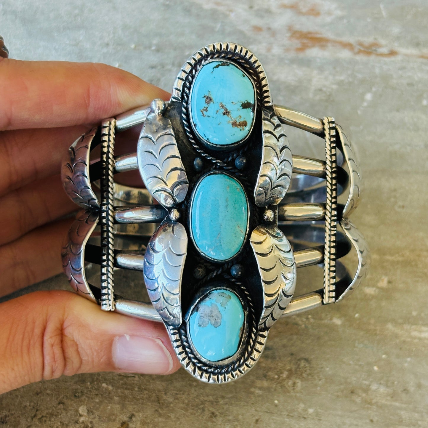 Navajo Vintage Wilson Begay Sterling Silver & Turquoise Cuff