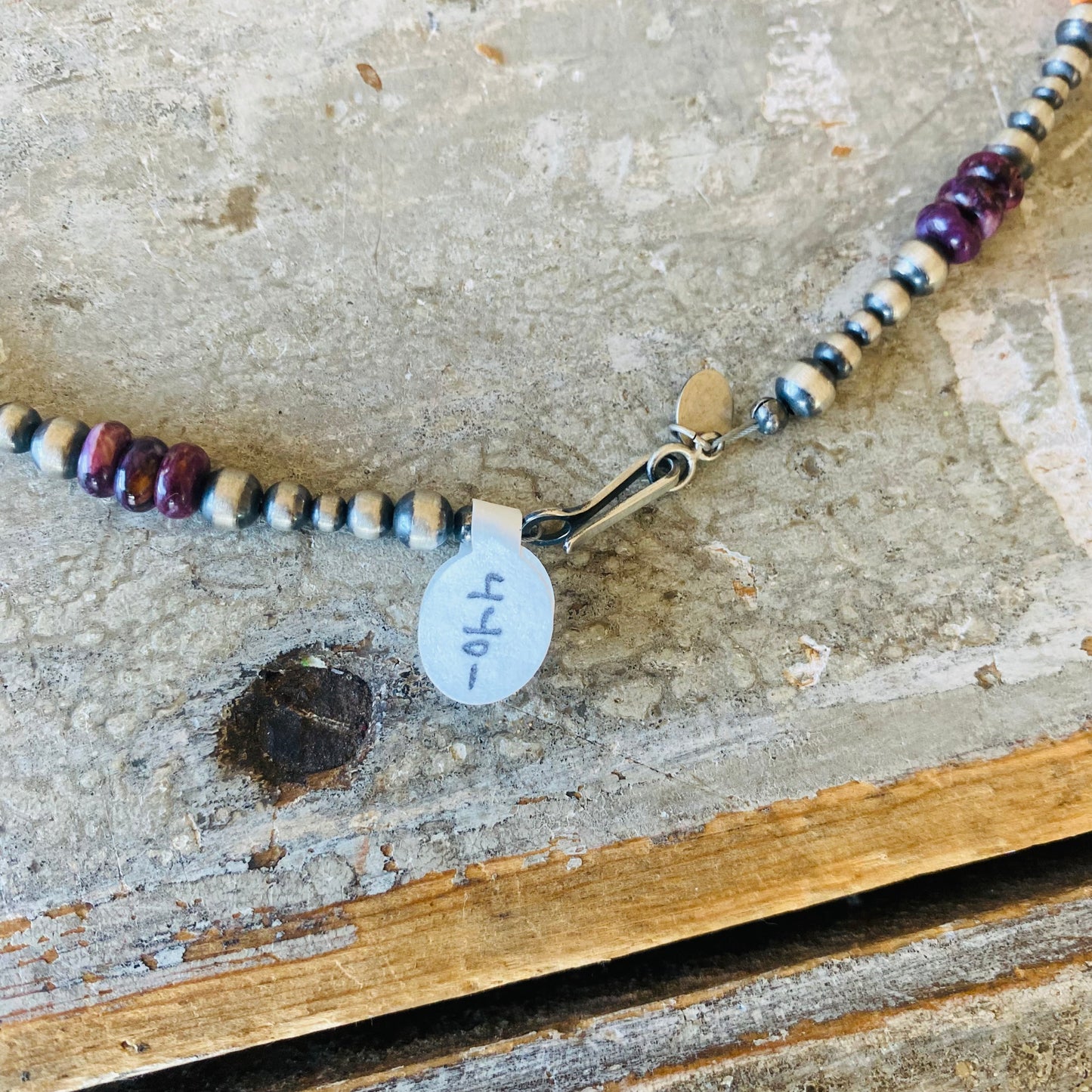 Navajo Strung Sterling Silver Machine Made Fiesta Pearls Necklace