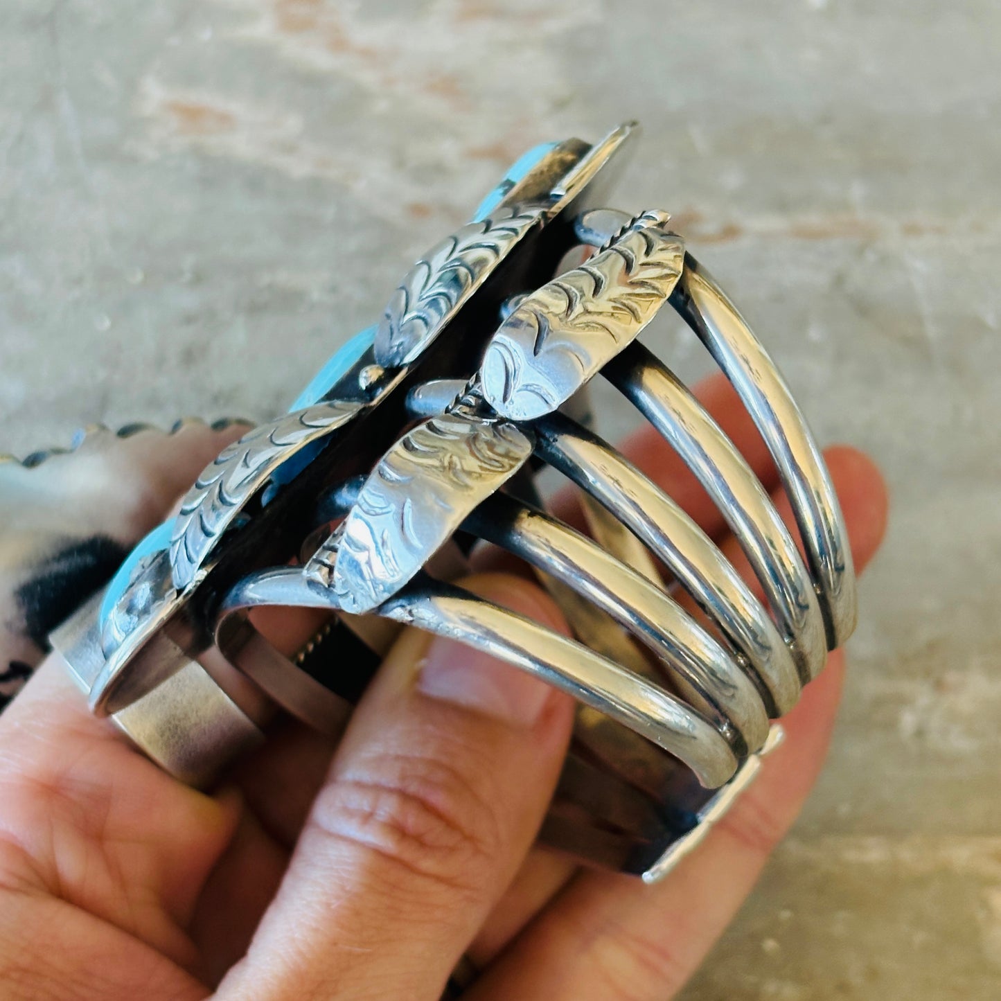 Navajo Vintage Wilson Begay Sterling Silver & Turquoise Cuff