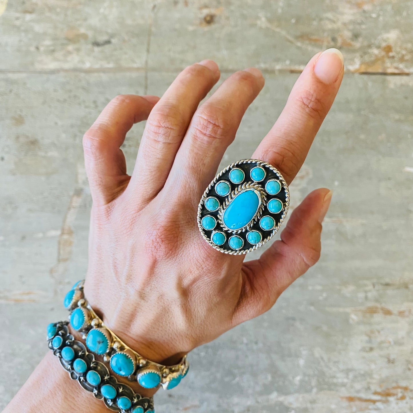 Navajo Charlene Yazzie Sterling Silver & Turquoise Ring