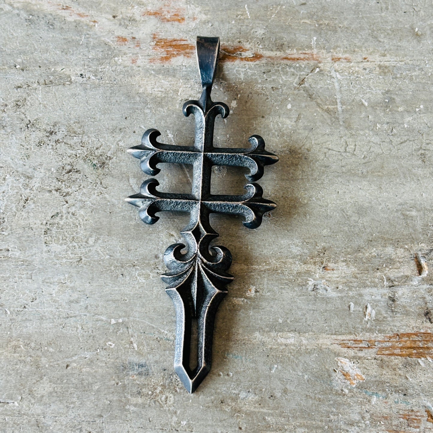 Navajo Floyd Parkhurst Sterling Silver Tufa Cast Pendant