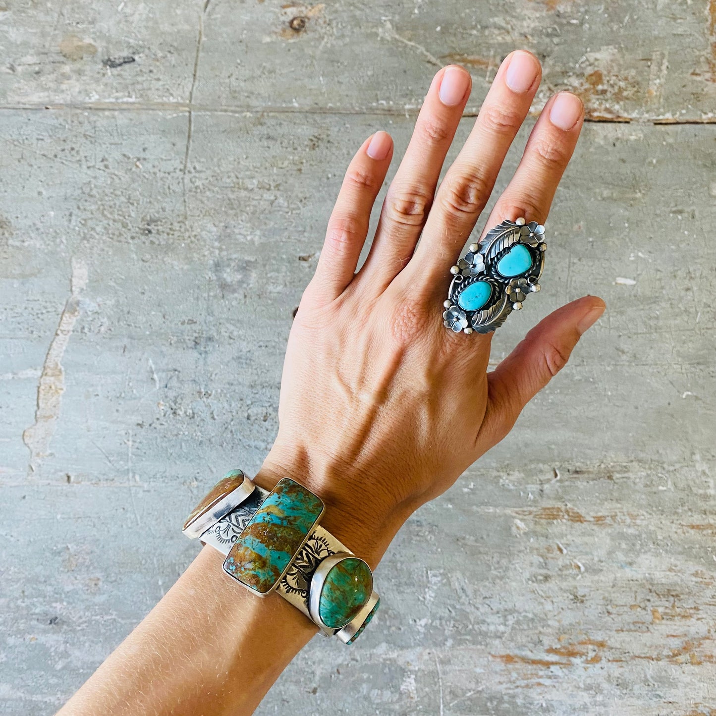 Navajo Wilson Dawes Sterling Silver & Turquoise Ring