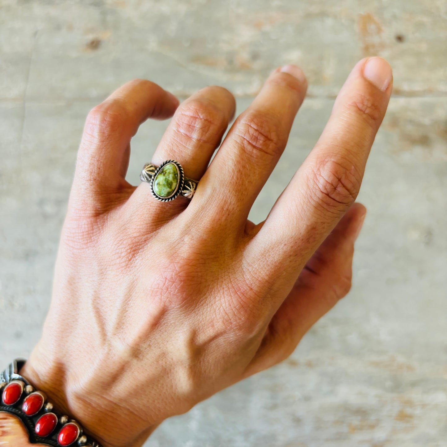 Navajo Darrell Cadman Sterling Silver & Sonoran Turquoise Ring