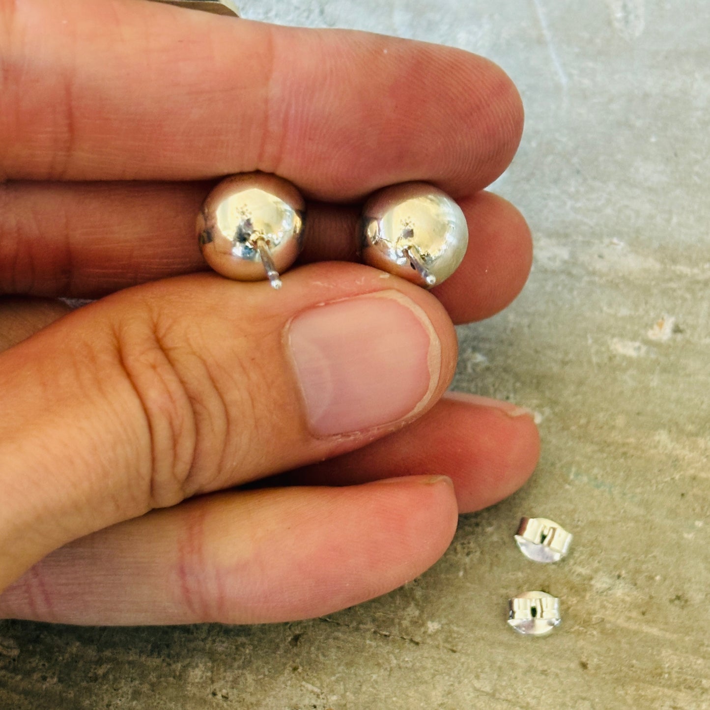 Navajo Sterling Silver Button Earrings
