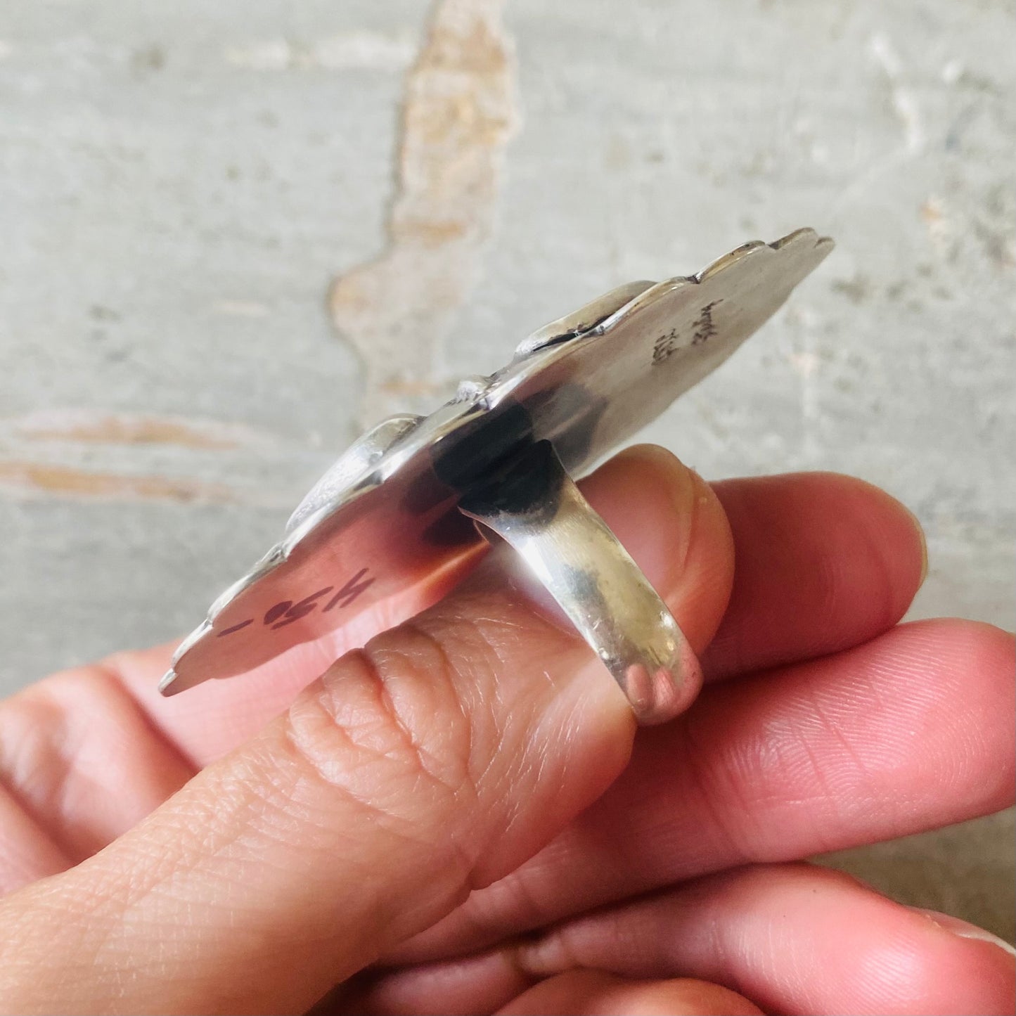 Navajo Glenn Livingston Sterling Silver & Turquoise Shadowbox Ring