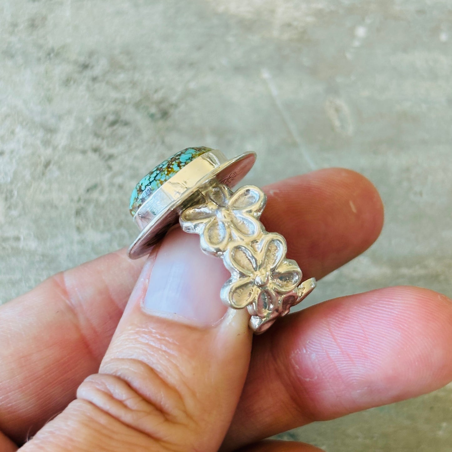 Navajo Jones Bahe Sterling Silver & Sonoran Gold Floral Ring