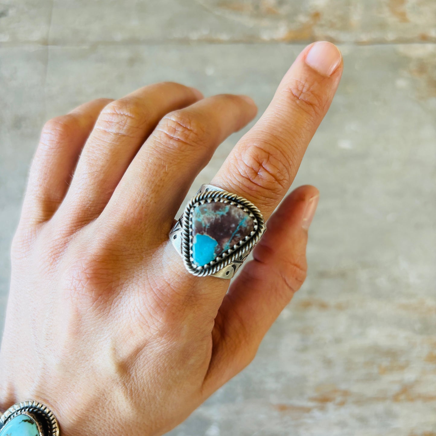 Navajo Chris Etsitty Sterling Silver & Bisbee Turquoise Ring