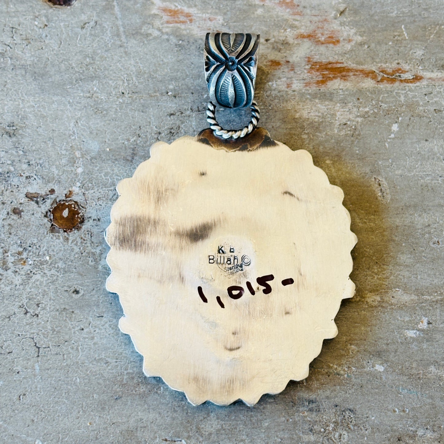 Navajo Kindale Billah Sterling Silver & Campitos Turquoise Steer Pendant