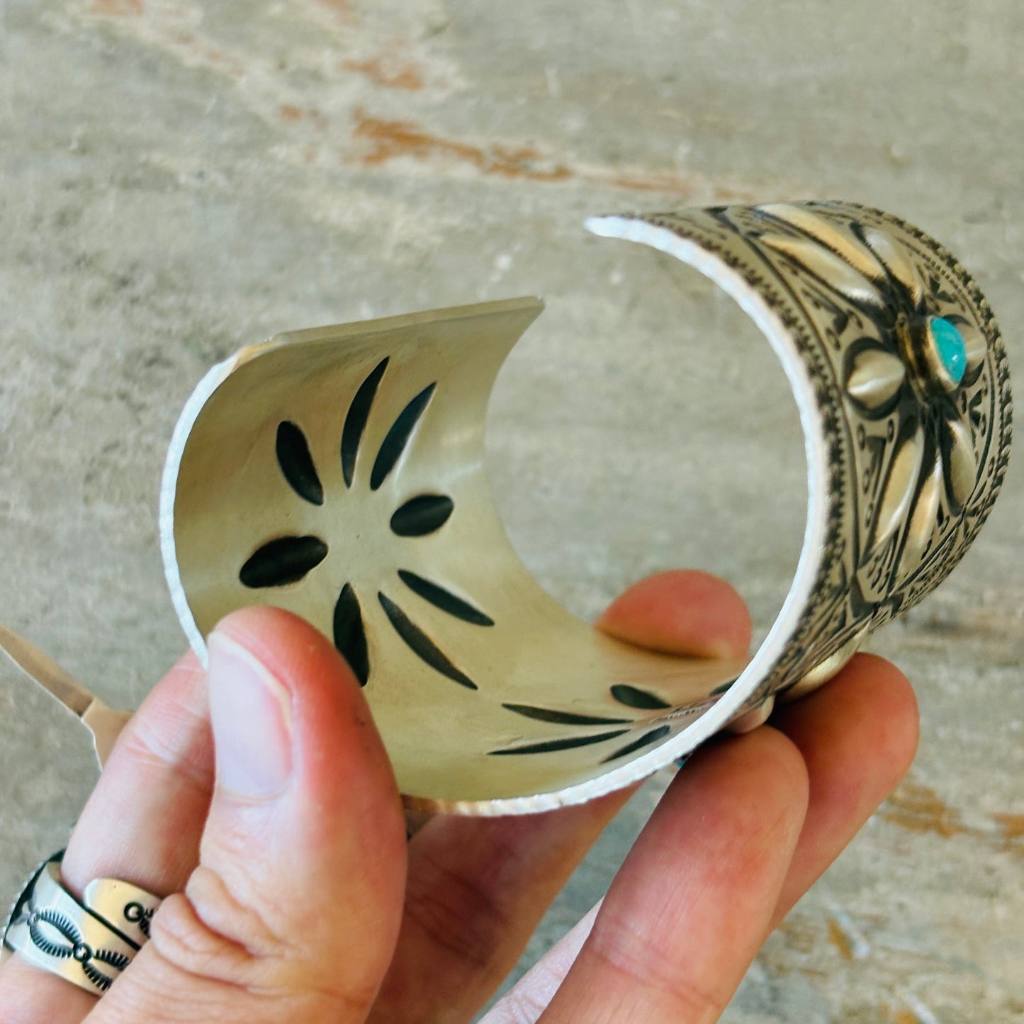 Navajo Herman Smith Sterling Silver & Turquoise Cuff
