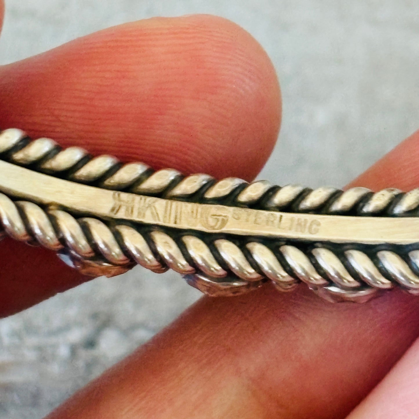 Navajo James King Sterling Silver & Turquoise Stacker Cuff