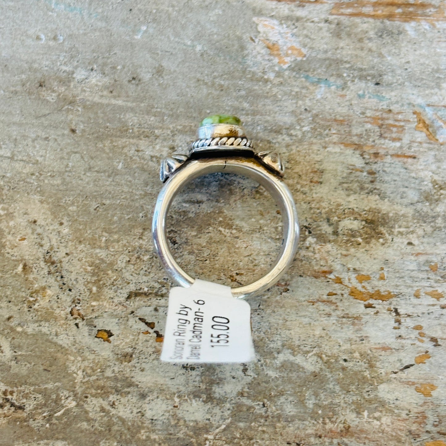 Navajo Darrell Cadman Sterling Silver & Sonoran Turquoise Ring