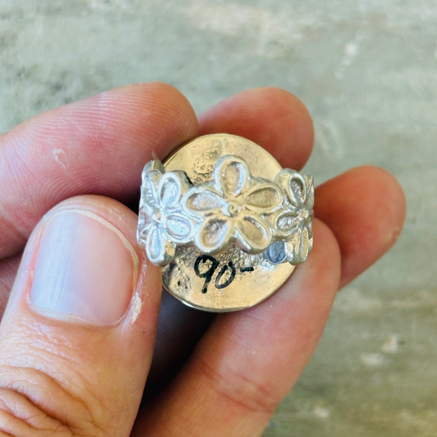 Navajo Jones Bahe Sterling Silver & Sonoran Gold Floral Ring
