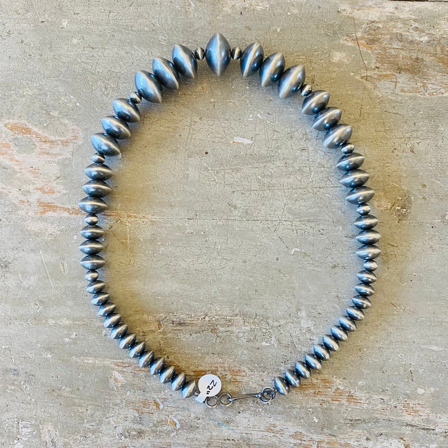 Navajo Tonisha Haley Sterling Silver Fancy Graduated Handmade Pearls Necklace