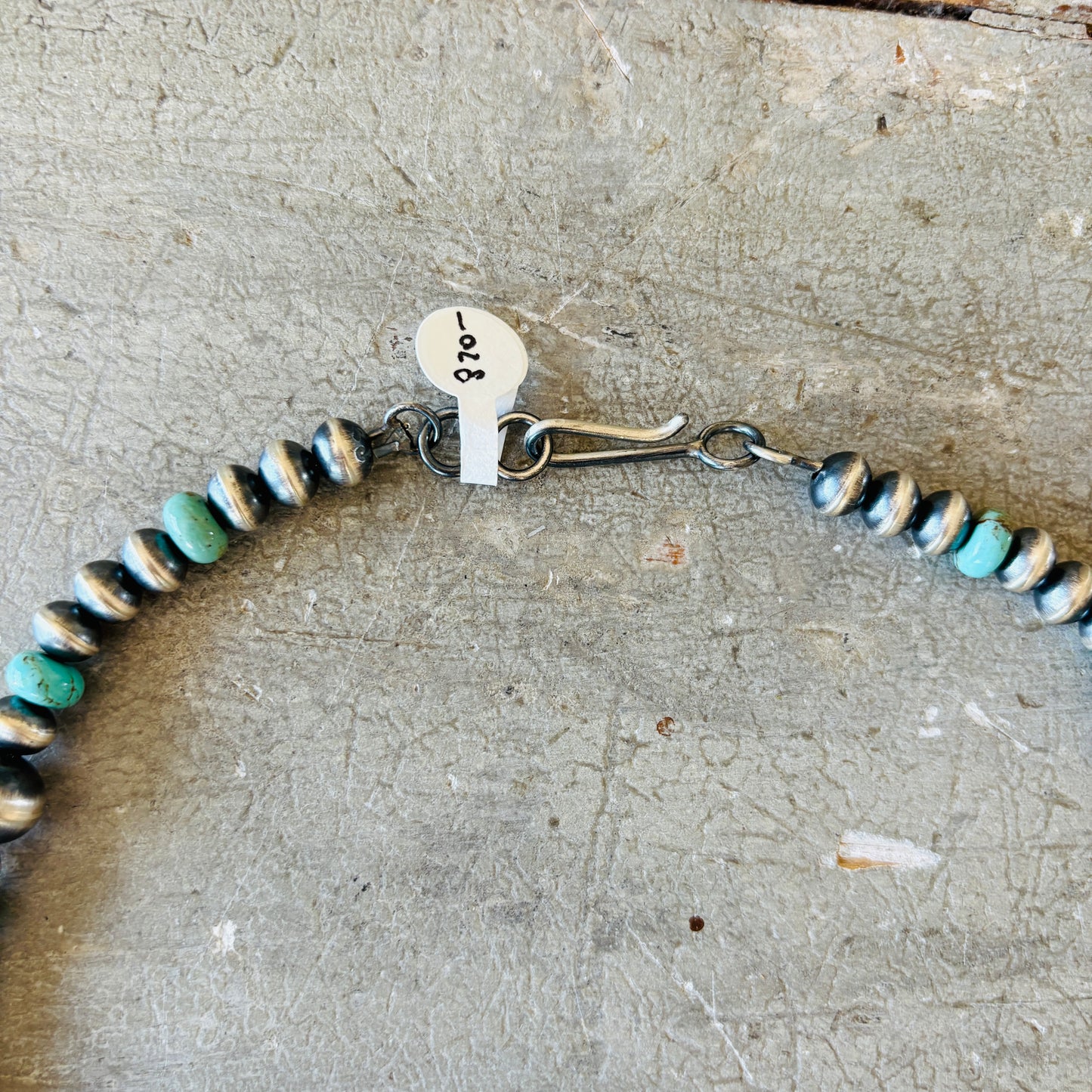 Navajo Preston Haley Sterling Silver & Campitos Turquoise 7mm - 12mm - 20mm Pearls Necklace