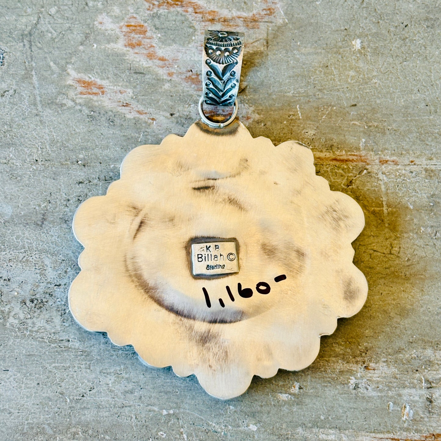 Navajo Kindale Billah Sterling Silver Will Rodgers & Cattle Brands Pendant