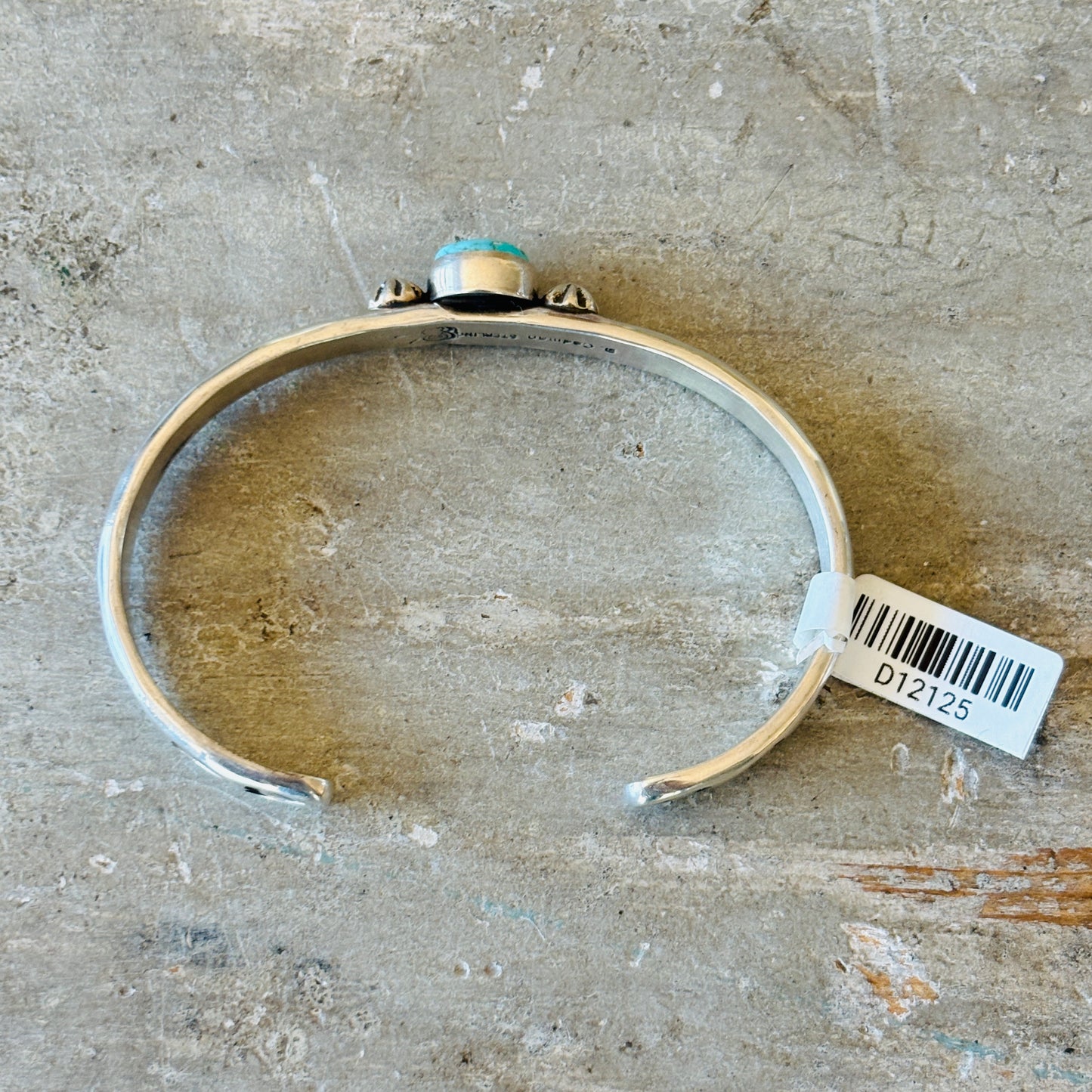 Navajo Darrell Cadman Sterling Silver & Lone Mountain Turquoise Hearts Stacker Cuff