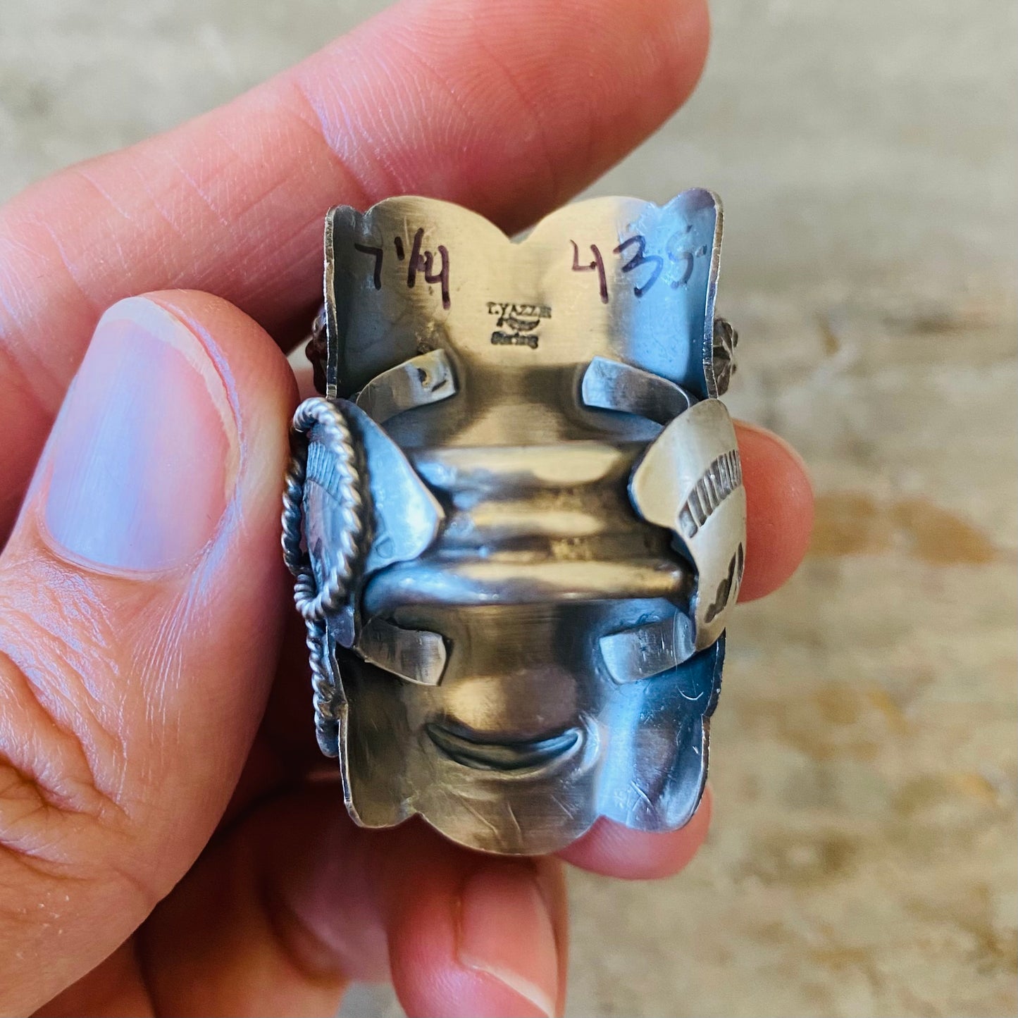 Navajo Tim Yazzie Sterling Silver & Pink Conch Saddle Ring