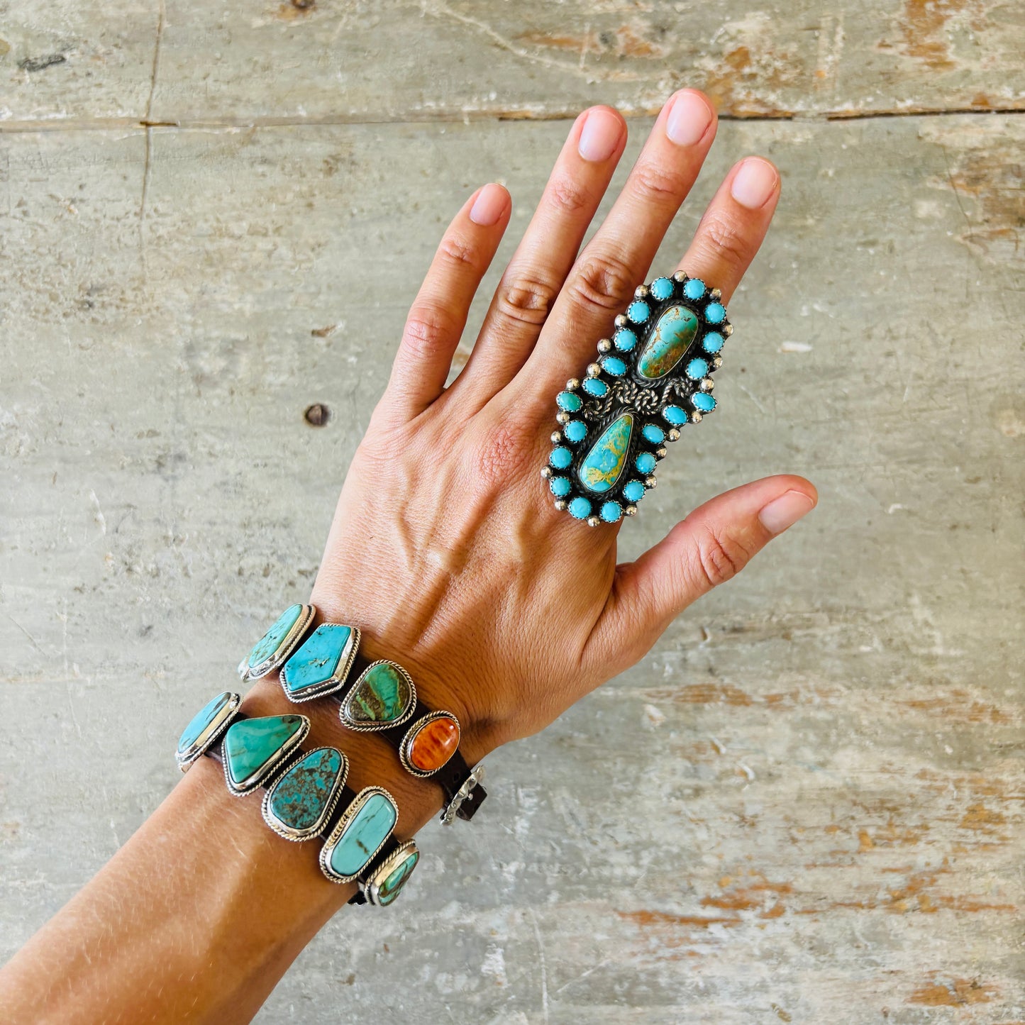 Navajo Myron Etsitty Sterling Silver & Multi Turquoise Ring