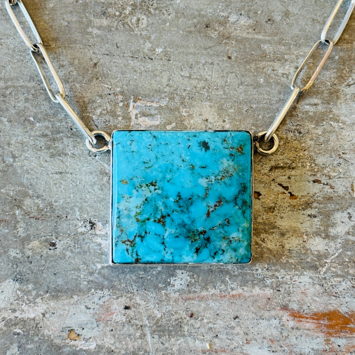 Navajo Mildred Parkhurst Sterling Silver & Kingman Turquoise Necklace