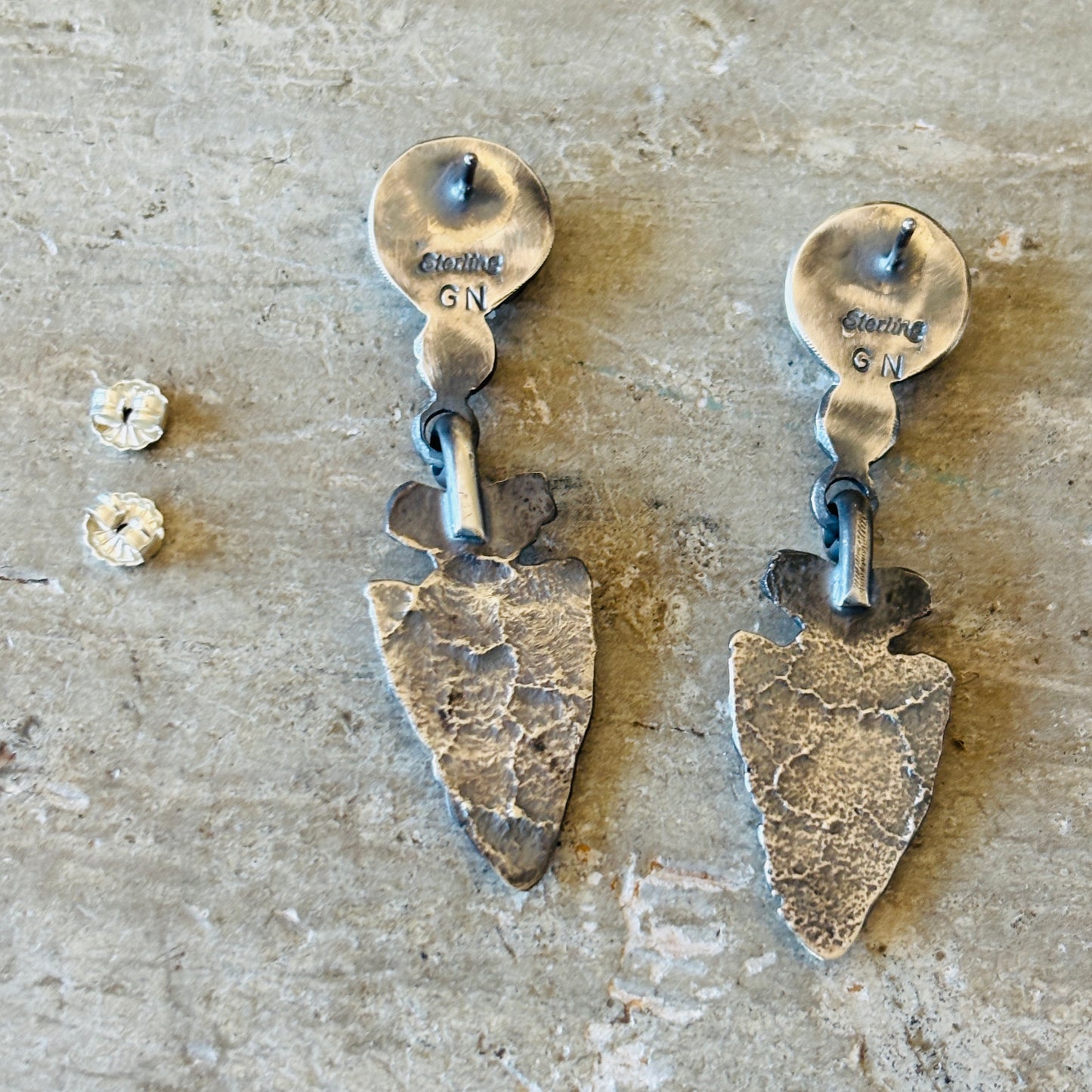 Navajo Gabriel Natan Sterling Silver Arrowhead Earrings
