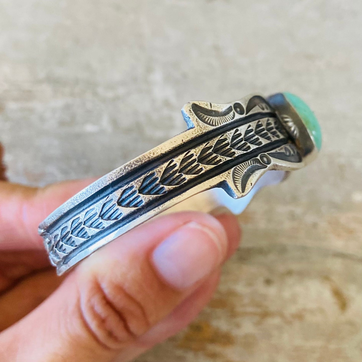 Navajo Kindale Billah Sterling Silver & Kingman Turquoise Stacker Cuff