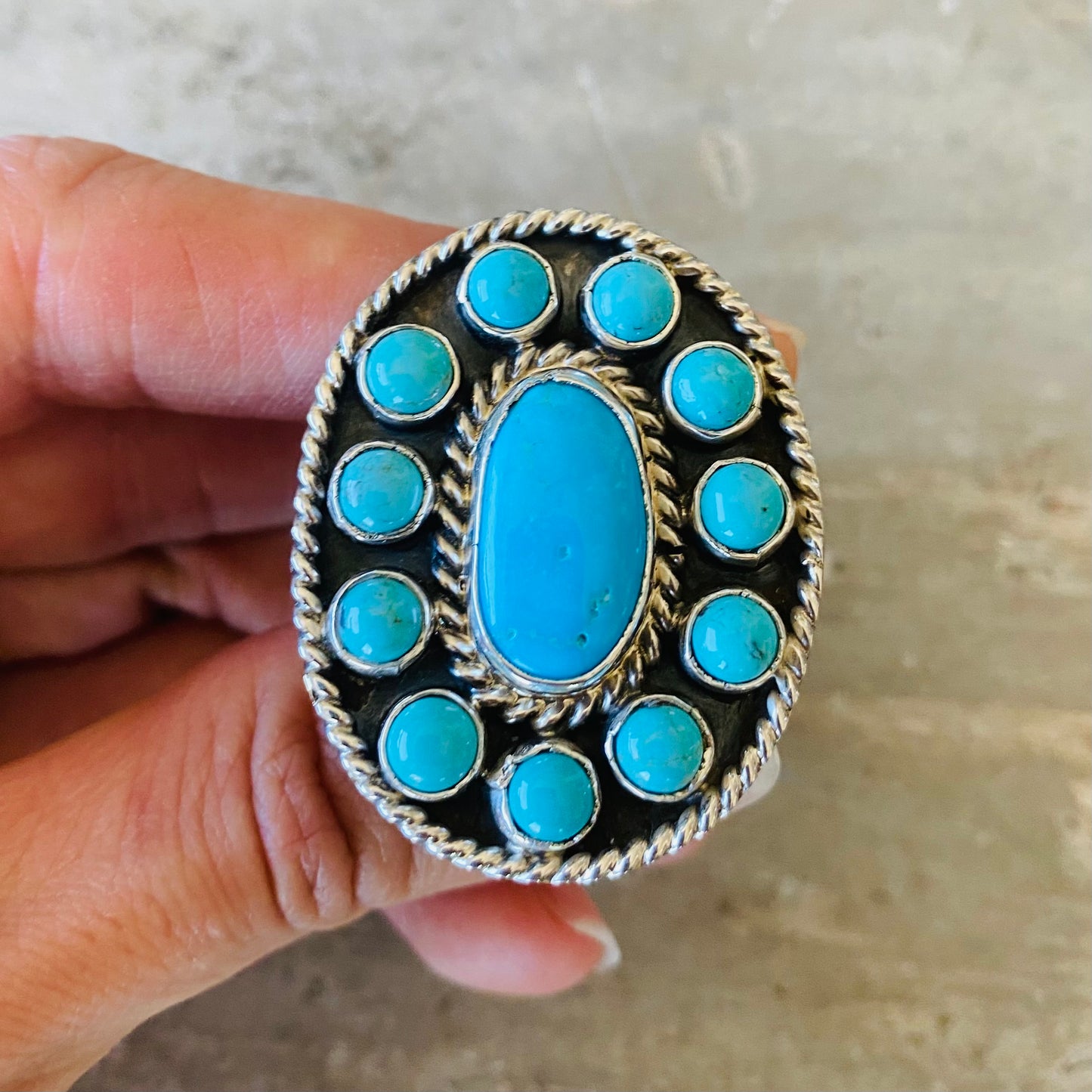 Navajo Charlene Yazzie Sterling Silver & Turquoise Ring