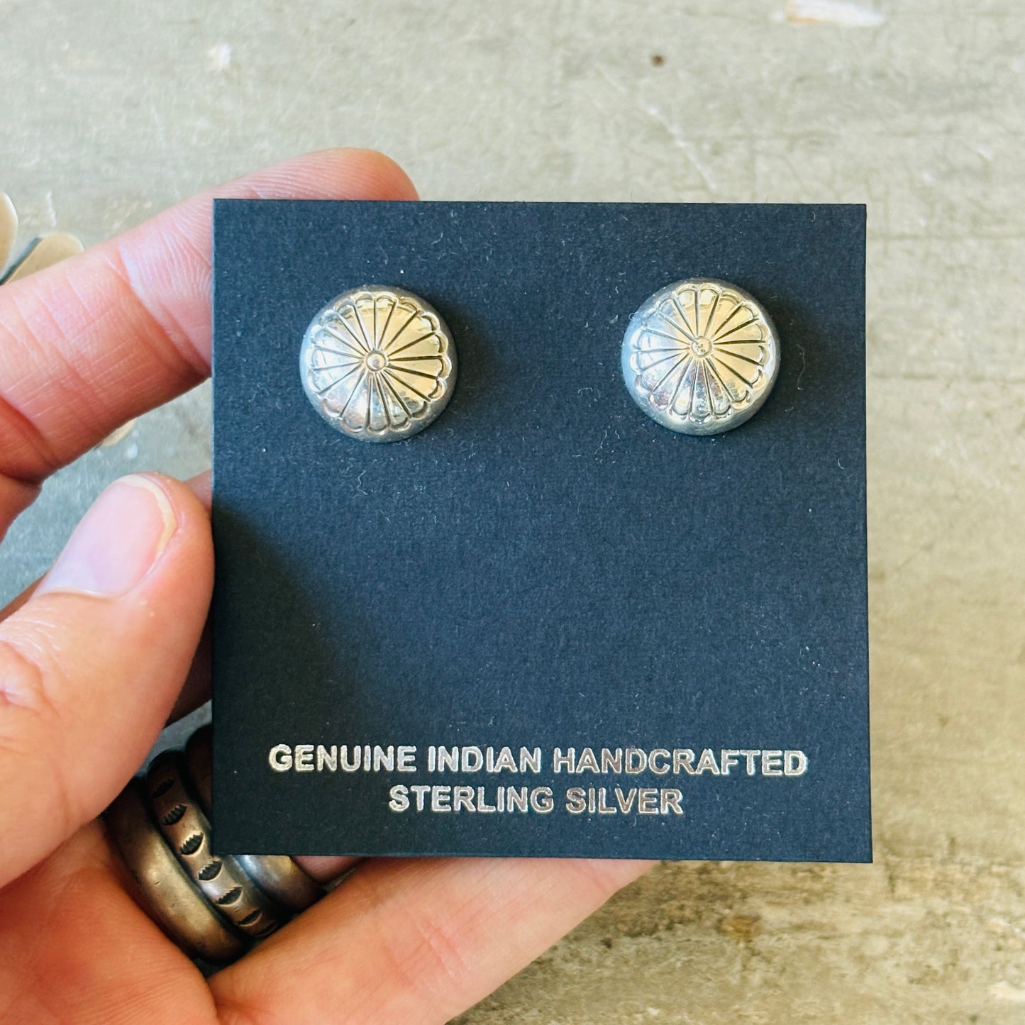 Navajo Mazzie Yazzie Sterling Silver Button Earrings