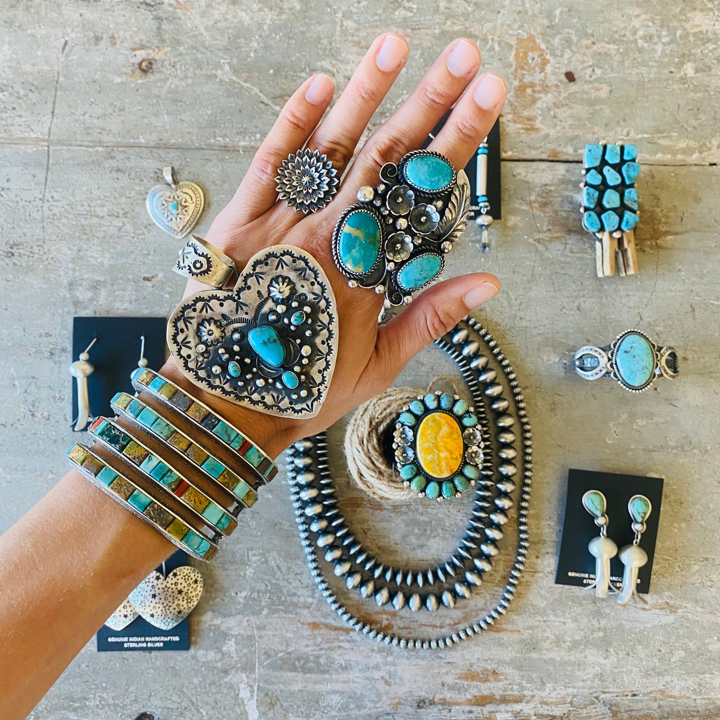 Navajo Tonisha Haley Sterling Silver & Turquoise Blossom Earrings