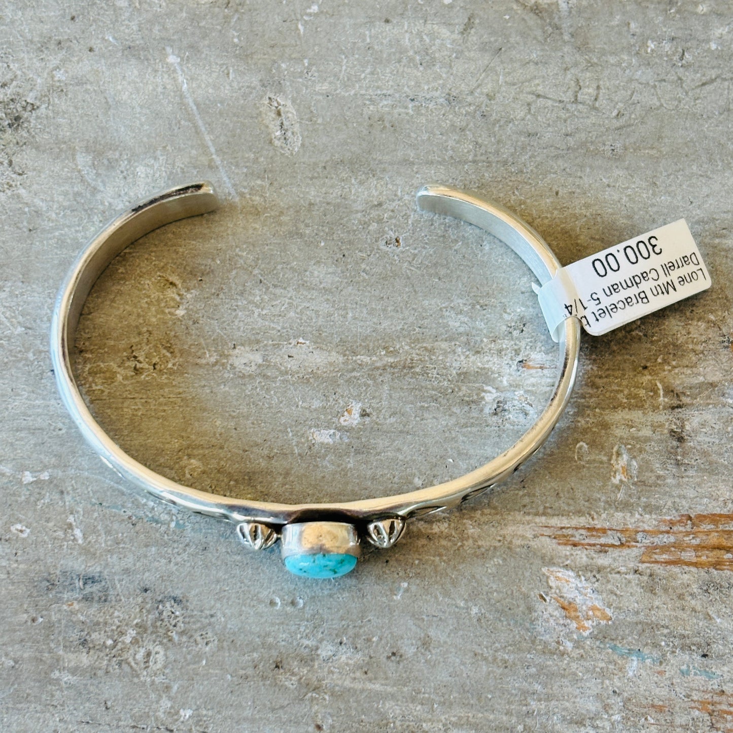 Navajo Darrell Cadman Sterling Silver & Lone Mountain Turquoise Hearts Stacker Cuff