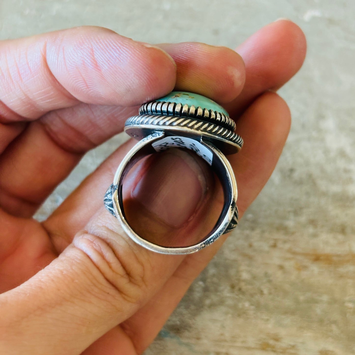 Navajo Floyd Parkhurst Sterling Silver & Carico Lake Turquoise Ring