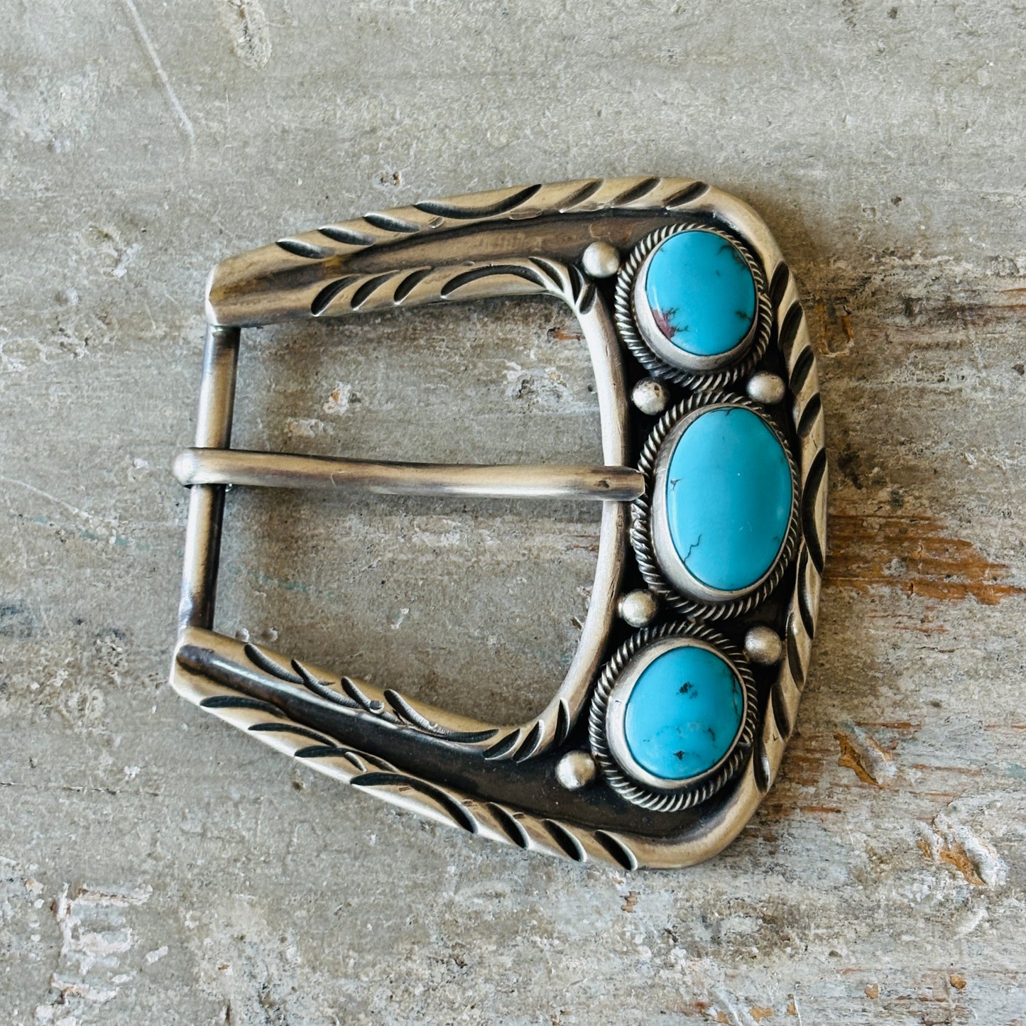 Navajo Bobby Johnson Sterling Silver & Egyptian Turquoise Belt Buckle