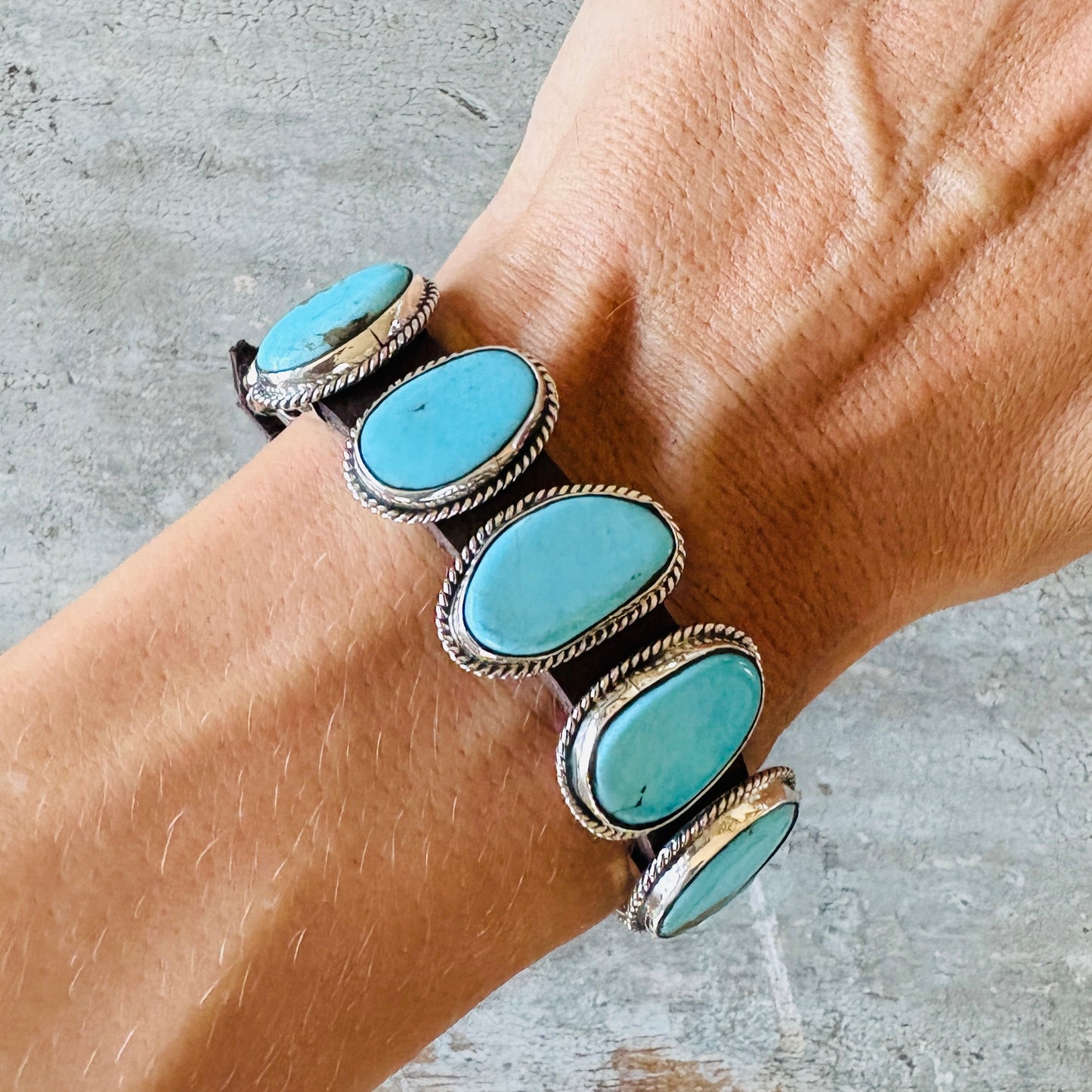 New Navajo Dan Morgan Sterling Silver & Turquoise Concho Bracelet