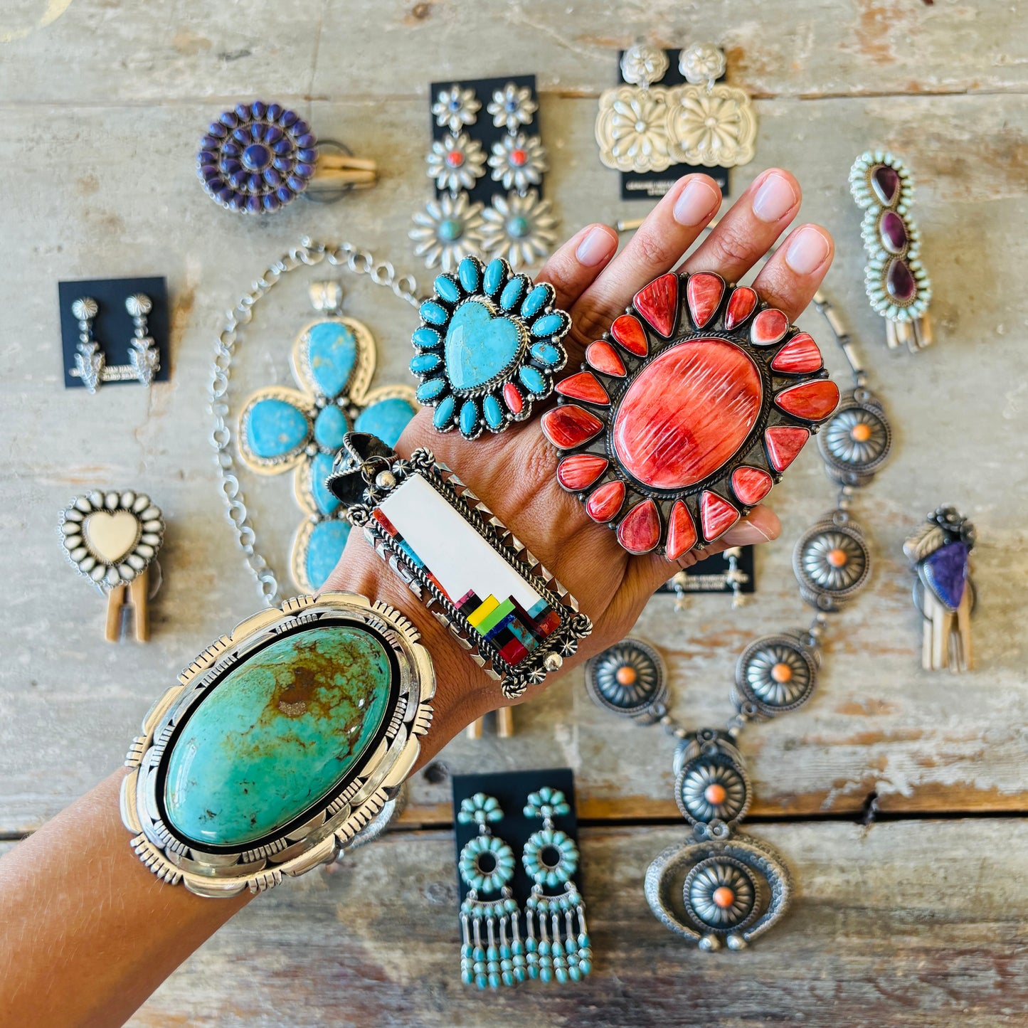 Navajo Hemerson Brown Sterling Silver & Egyptian Turquoise Naja Necklace