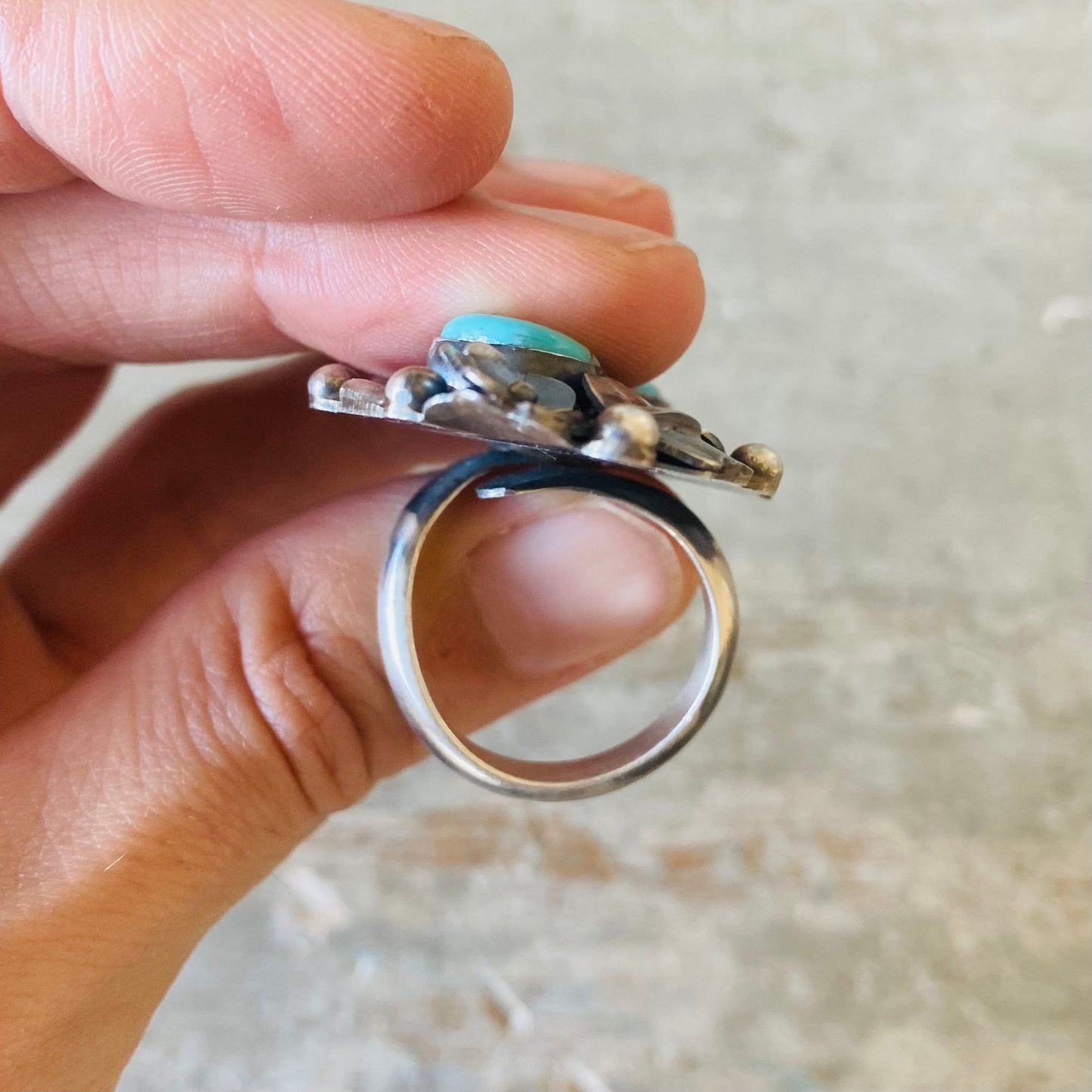 Navajo Wilson Dawes Sterling Silver & Turquoise Ring