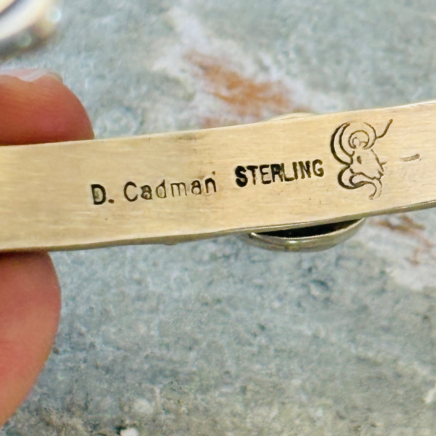 Navajo Darrell Cadman Sterling Silver & Sonoran Turquoise Hearts Stacker Cuff