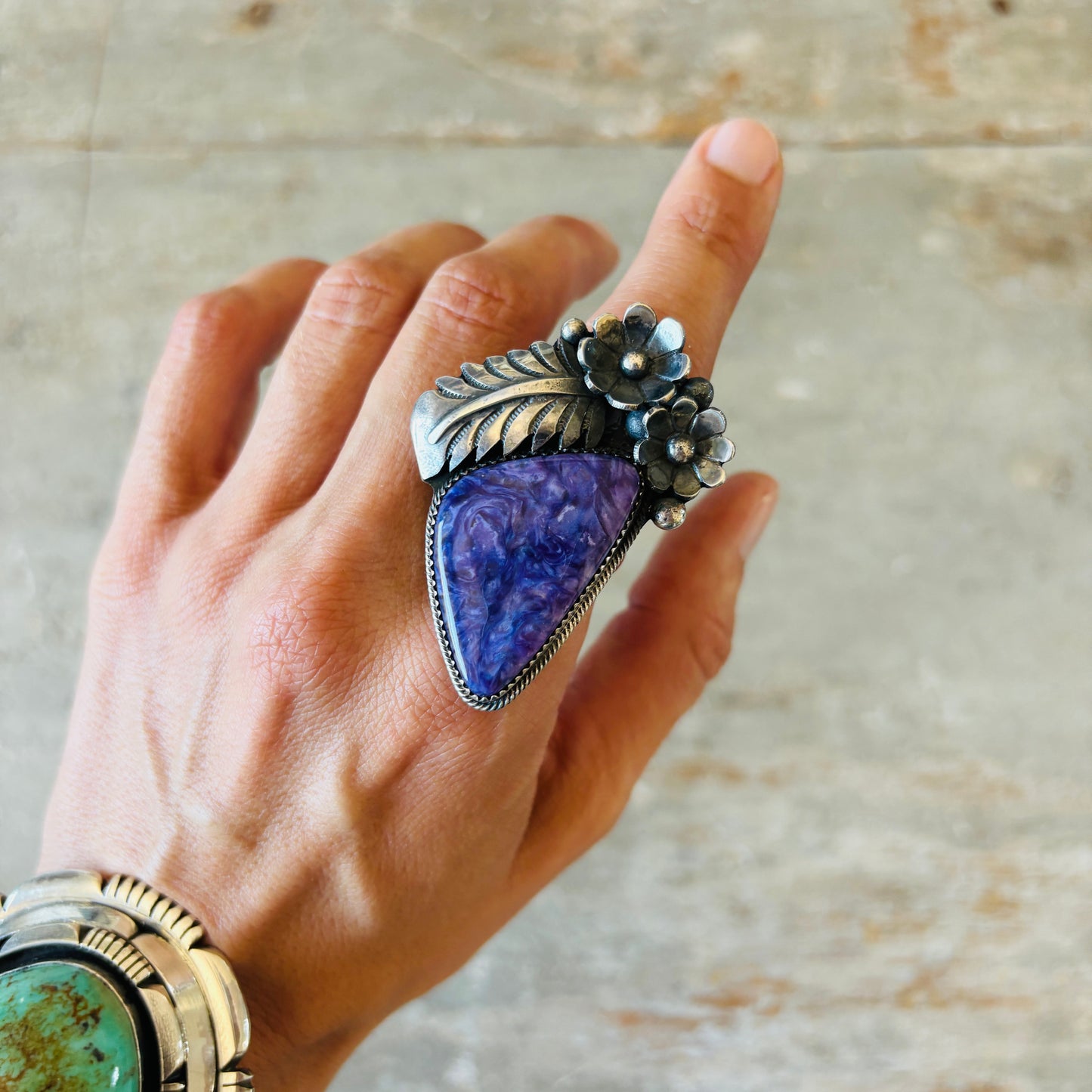 Navajo Marcus Chavez Sterling Silver & Charoite Ring
