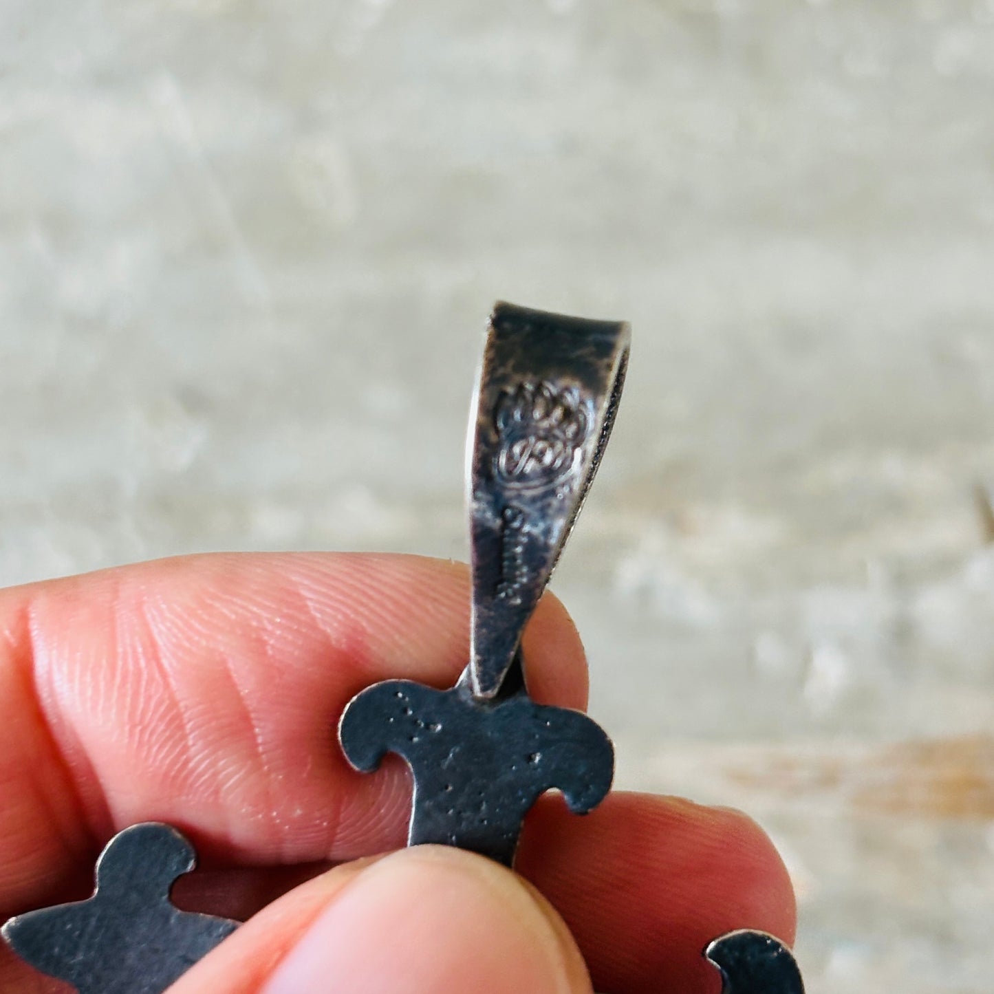 Navajo Floyd Parkhurst Sterling Silver Tufa Cast Pendant