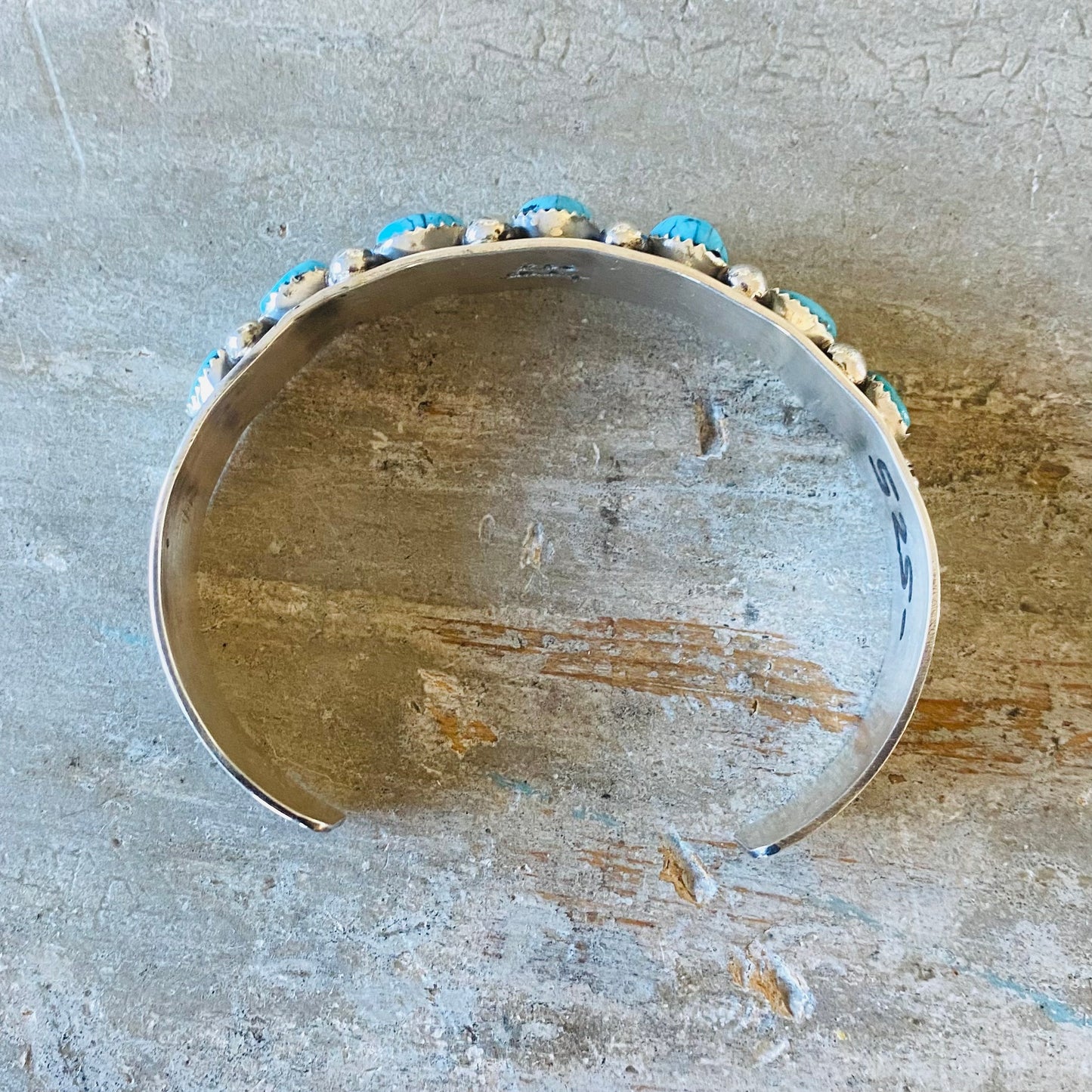 Navajo Lorenzo Jerilyn Chee Sterling Silver & Kingman Turquoise Stacker Cuff