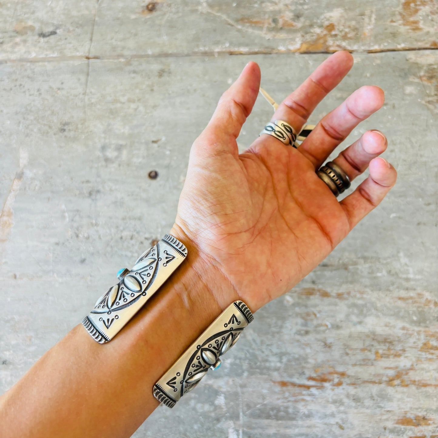 Navajo Herman Smith Sterling Silver & Turquoise Cuff