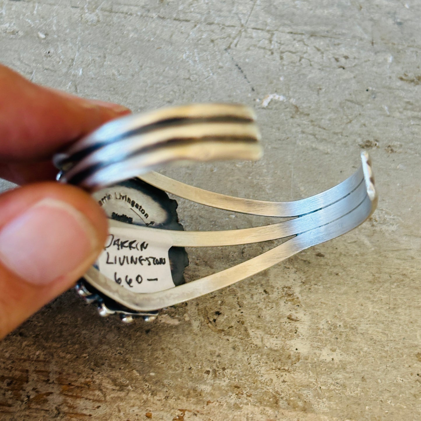 Navajo Darrin Livingston Sterling Silver & Red Coral Coin Cuff