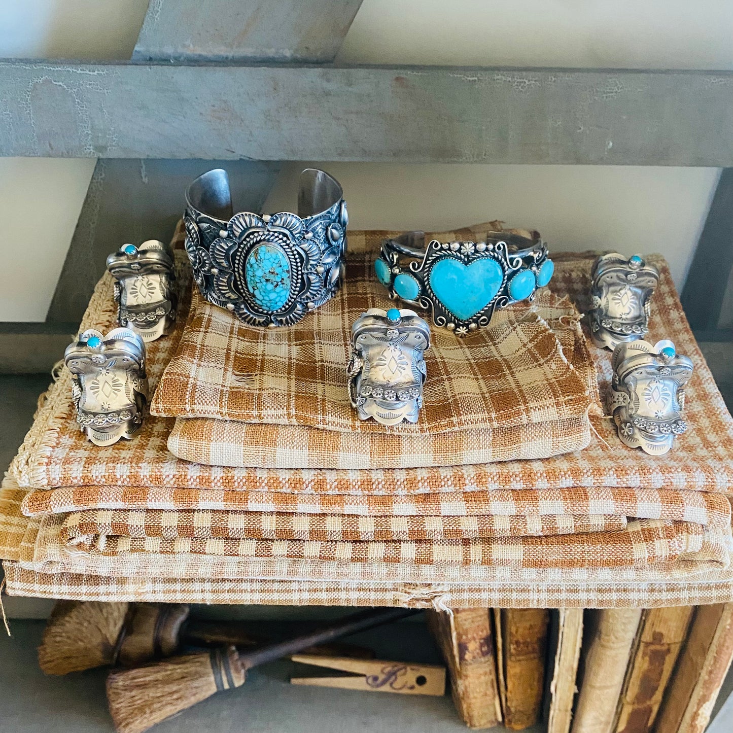 Navajo Tim Yazzie Sterling Silver & Kingman Turquoise Saddle Ring