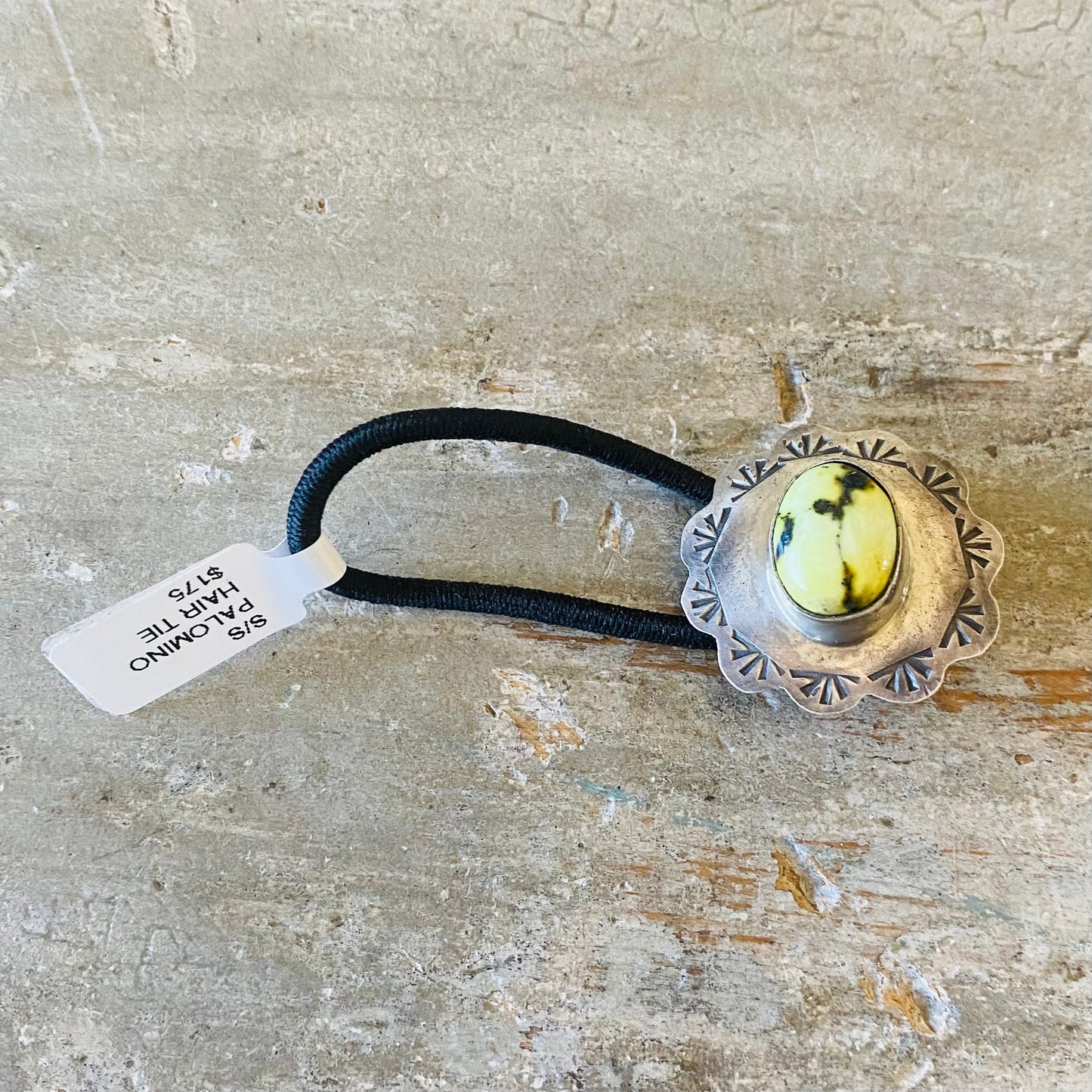 Navajo David Hoskins Sterling Silver & Palomino Variscite Hair Tie